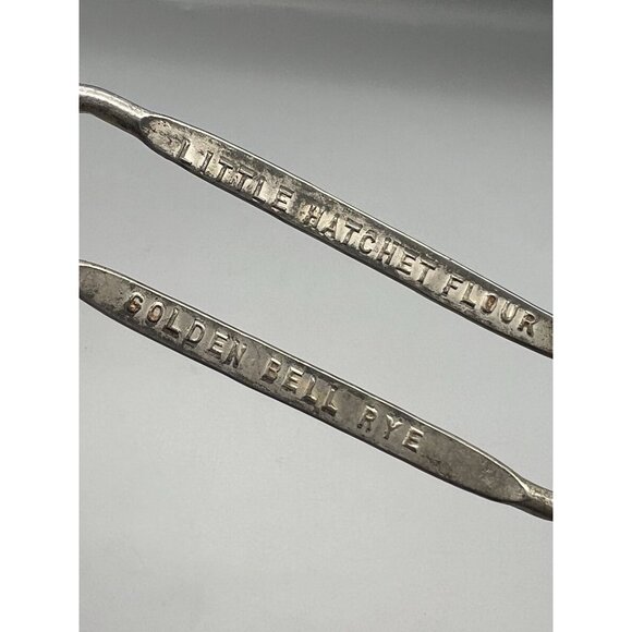 VTG Slotted Metal Spoon Bottle Opener Little Hatchet Flour Wilber & De Witt Nebr - Picture 8 of 9